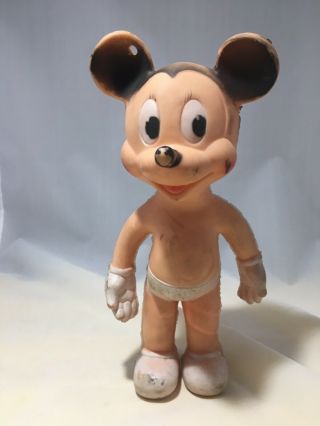 Vintage 40’s Or 50’s Rubber Minnie Mouse Squeaky Toy.  10.  5”tall.  Sun Rubber Co.
