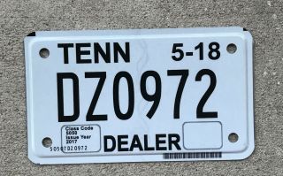 Tennessee Dealer Motorcycle License Plate,  Dz0972