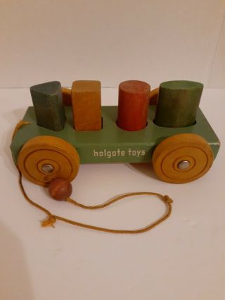 Vintage Holgate Toys Classic Wooden Toddler Pull Toy Retro Americana Decor