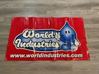 Vintage 90s World Industries Skateboard Banner Poster Wet Willy Black Og Hookups