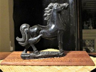Antique/vintage Hand Carved Black Soapstone Horse Figure Sculpture - Chinese