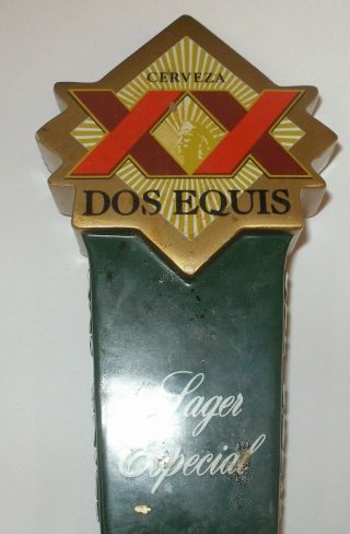 Cerveza Dos Equis Xx Beer Tap,  Green Handle Bar 11 1/2 " Tall