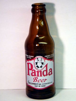 Painted Label Vintage 7 Oz.  Panda Beer Bottle Acl,  Syracuse,  Ny I.  R.  T.  P.