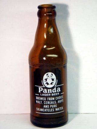 Painted Label Vintage 7 oz.  PANDA BEER Bottle ACL,  Syracuse,  NY I.  R.  T.  P. 3
