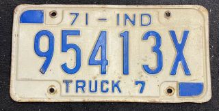 1971 Indiana Truck License Plate 95413x