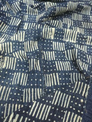 Antique Handmade Soft Indigo Strip - Textile - Woven Mud Cloth From Mali - For Pillows