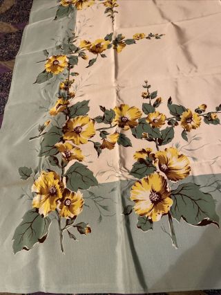 Vintage 1950s California Hand Print Tablecloth Wilendur 50 X 51 Square Nos