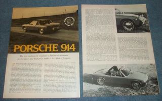 1970 Porsche 914 Vintage Road Test Info Article " The Mid - Engine Roadster.  "