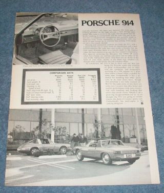 1970 Porsche 914 Vintage Road Test Info Article 