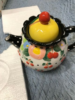 Vintage 2000 Mary Engelbreit Oh So Breit Flower Blossom Teapot Tea Pot With Lid