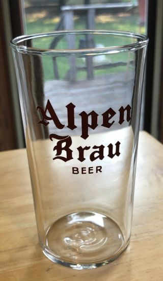 Alpen Brau Beer 4 3/4” Glass Columbia Brewing St.  Louis Mo Vintage