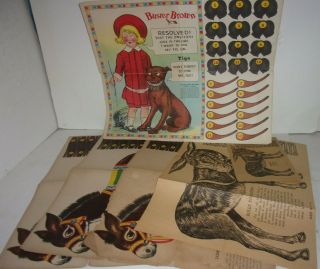 5 Vintage Pin The Tail On The Donkey Game Buster Brown Tige Uncut Sheets Id 223