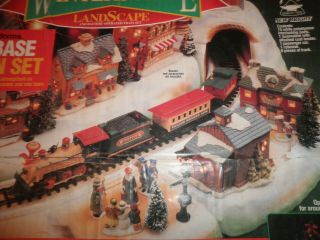 Vintage Train Around Christmas Tree Set Village Display Foam Tunnels Bright