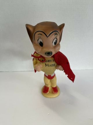 Vintage 1950s Terrytoons " Mighty Mouse " Rubber Squeeze Toy Figure