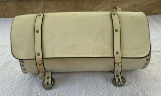 Classic Vintage Leather Roll Bag For Motorcycle Forks,  Sissy Bar Or Tour Pack