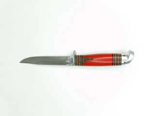Vintage Western Field - Fixed Blade Knife - Red Handle - Has Damage On Handle - Vintage