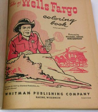 1957 Whitman Tales Of Wells Fargo Coloring Book Dale Robertson As Jim Hardie