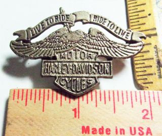 80s Harley Live To Ride Pin Collectible Old Vintage Motorcycle Vest Memorabilia