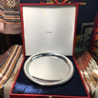 Vintage Cartier Pewter 11 " Serving Tray W/ Box,  Box Has Flaws