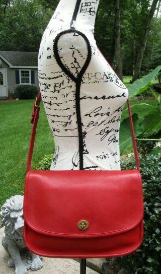 Vintage Coach 9790 Leather City Bag Shoulder Crossbody Purse Red