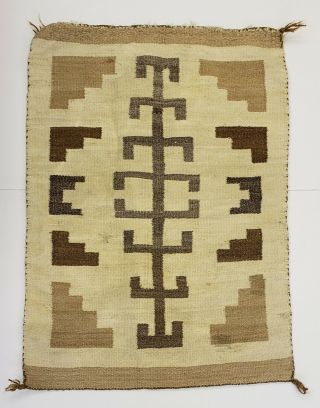 Vtg Native American Navajo Woven Wool Rug/wall Hanging 19 X 26 Stains/worn Edge