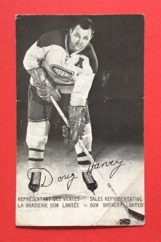 1950s Canadiens Doug Harvey Dow Brewery/beer Promotional Postcard