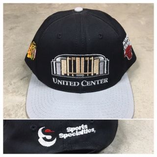 90s Vtg Chicago Bulls Sports Specialties Snapback Hat United Center Blackhawks