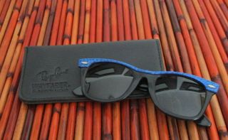 Ray Ban B & L Usa Vintage Sunglasses Wayfarer Electric Blue & Ebony W/ Case