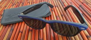 Ray Ban B & L USA Vintage Sunglasses Wayfarer Electric Blue & Ebony w/ Case 2