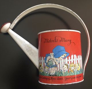 Vintage Mistress Mary Quite Contrary Child’s Toy Watering Can / Nursery Rhyme