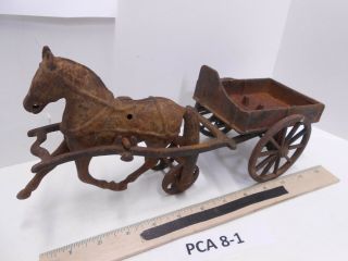 Vintage Carpenter? Single Horse Cast Iron Toy Dump Cart