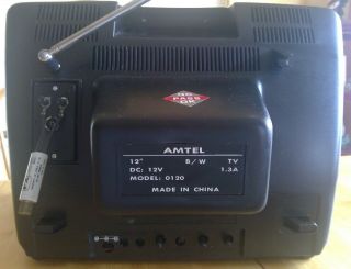 VINTAGE AMTEL BLACK and WHITE TV Model 0120 12 inch UHF / VHF Late 90 ' s 3