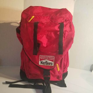 Vintage Marlboro Adventure Team,  Large Camping Backpack Red W Detachable Daypack