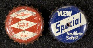 2 Southern Select Cork Lined Beer Bottle Cap Galveston - Houston Texas Crowns Tex.