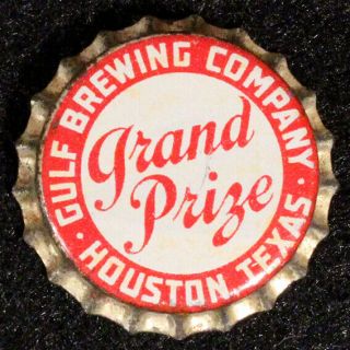Grand Prize •unused• Cork Lined Beer Bottle Cap Gulf Brewing Houston Texas Crown