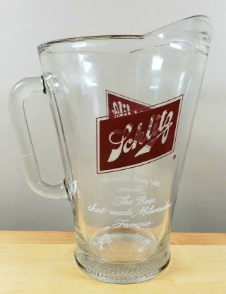 Vintage Schlitz Beer Pitcher,  Heavy Glass,