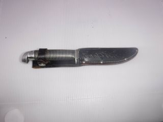 Vintage Western Black Beauty F48a Knife & Sheath Made In Usa L@@k