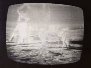 Vtg 1969 Moon Landing Apollo 11 On Tv Screen Abstract Surreal Photo