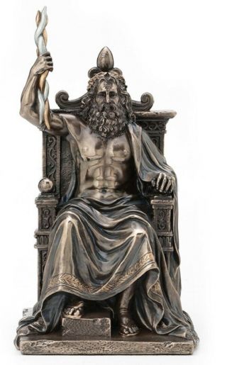 8 " Zeus Statue Holding Thunderbolt On Throne Greek God Mythology Sculpture