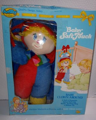 Vintage 1984 Amtoy Baby Soft Touch Clown 12 " Plush Doll 5405 Teething