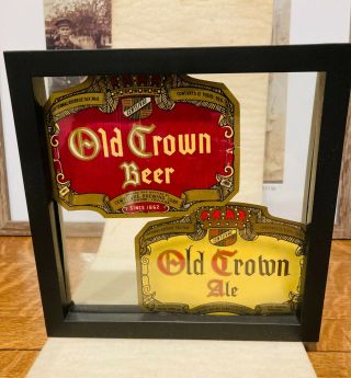 2 Old Crown Beer Labels - Framed - Centlivre - Fort Wayne