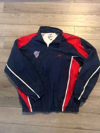 Men’s Vintage Team Usa Triathlon Olympics Windbreaker Jacket Size Medium