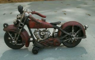 Vintage Cast Iron Motorcycle Toy Harley Davidson