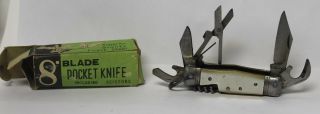 Vintage Small 8 Blade Pocket Knife 2 3/8 " Made In Japan