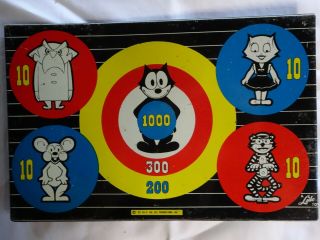 Vintage - Felix The Cat - Tin Game /rubber Dart Toy - Target Board Sign