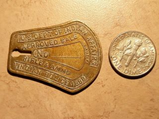 Department Of Indian Affairs Inventory Metal Tag For Rifle & Ammo Indian Police