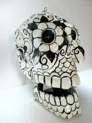 Mexican Folk Art Paper Mache Skull Day Of The Dead Calavera Large 11 "