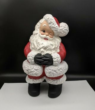 15” Winking Santa Claus Atlantic Mold Vintage Ceramic Christmas In Red