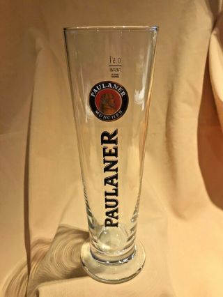 Paulaner Beer Glass,  1/2 Liter,  Tall W.  Large Foot.  Rastal Made In Germany