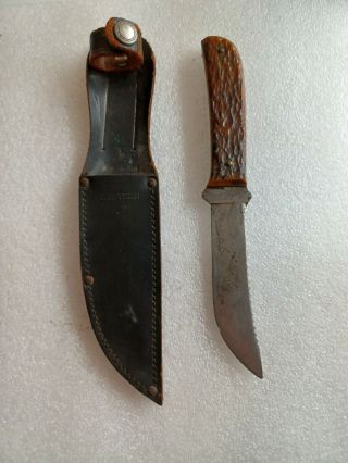Vintage Western Boulder Colo Fixed Blade Knife W/sheath 7 " Total Length